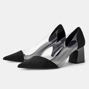 •ZARA black&clear block heels•